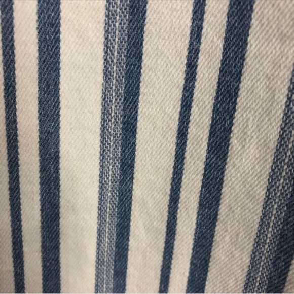 LOFT Blue White Striped Pants 28 The Kick Crop Raw Hem High Rise - Picture 6 of 8